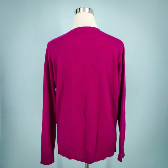 J. McLaughlin Size Small S Magenta Pink V Neck Button Cashmere Cardigan Sweater - Picture 3 of 6